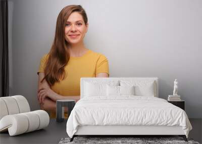 Smiling woman isolated portrait Wall mural