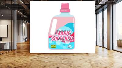 White plastic bottle for liquid laundry detergent, cleaning agent, bleach or fabric softener. Packaging collection. Vector illustration. Wall mural