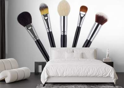 Makeup brush set. Isolated. White background Wall mural