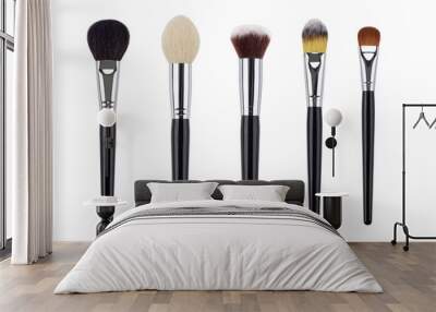 Makeup brush set. Isolated. White background Wall mural