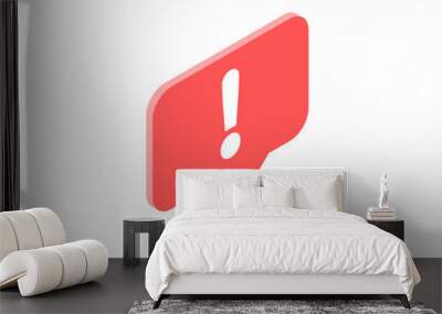 Exclamation mark icon, vector symbol in flat isometric 3D style isolated on white background. Social media illustration. Wall mural