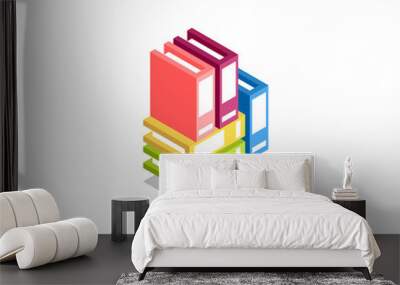 folder with documents, stack of colored folders, binder icon, illustration, vector symbol in flat is Wall mural