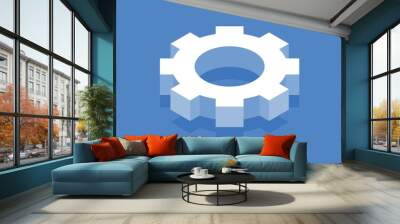 Gear icon. Isometric template for web design in flat 3D style. Vector illustration. Wall mural