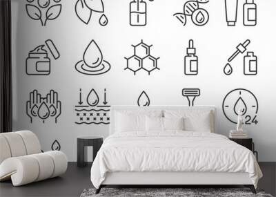 Skin care icon. Natural Skin Care Ingredients line icons set. Editable stroke. Wall mural