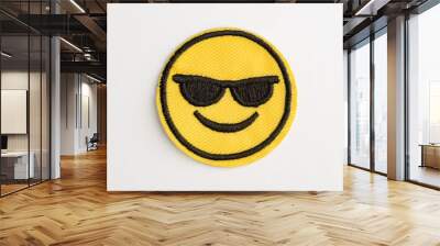 Emoji smile embroidered patch Wall mural