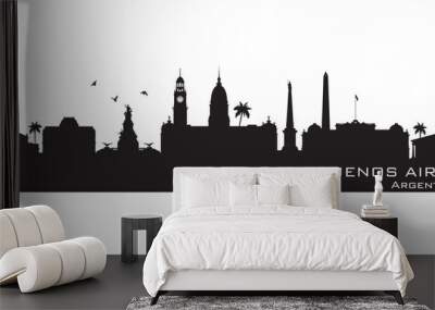 Buenos Aires Argentina city skyline vector silhouette Wall mural