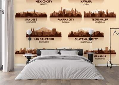 City skyline set. 10 city silhouettes of North America Wall mural