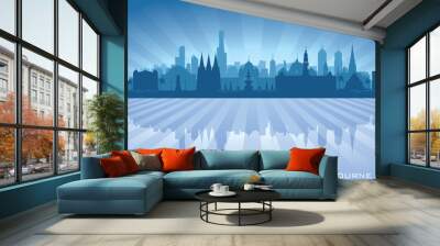 Melbourne Australia city skyline vector silhouette Wall mural