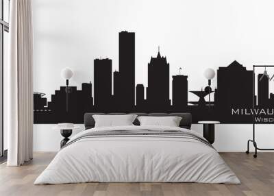 Milwaukee, Wisconsin skyline. Detailed vector silhouette Wall mural