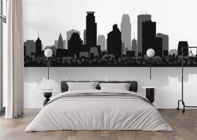 Minneapolis city skyline silhouette Wall mural