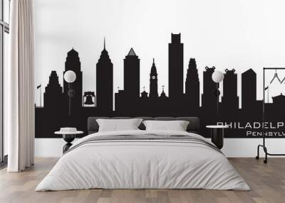 Philadelphia Pennsylvania city skyline vector silhouette Wall mural