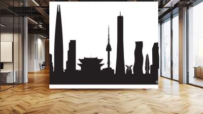 Seoul South Korea city skyline vector silhouette Wall mural