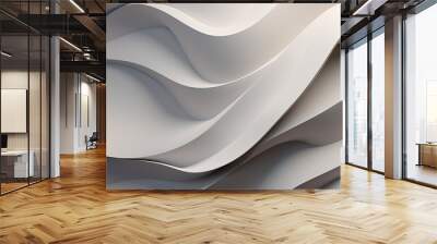 Abstract white wave background Wall mural