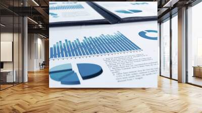 business report and documents statistics on the office workplace Wall mural