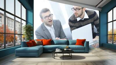 businessman discussing with business team ideas for a new business project Wall mural