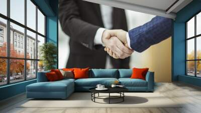 concept of a reliable partnership : a handshake of business partners Wall mural