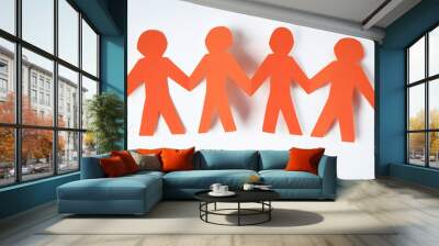 four orange man on a paper background. Wall mural