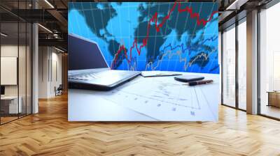 Graphs, charts, business table. Wall mural