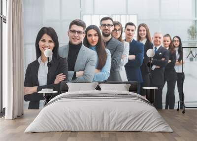 happy group of diverse young people standing in a row Wall mural