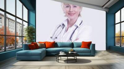 portrait of woman practicing physician.isolated on white Wall mural