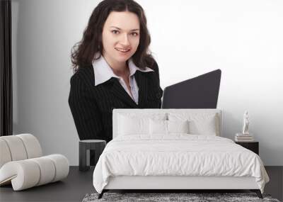 successful business woman with an open laptop. Wall mural