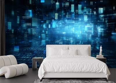 Cloud data, technology concept background, Generative AI Wall mural