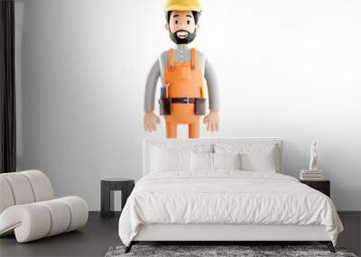 builder cartoon character, funny worker or engineer 3d illustration Wall mural