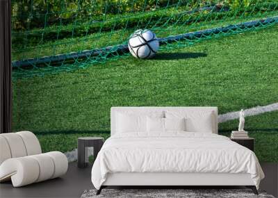 Football in the goal net Wall mural