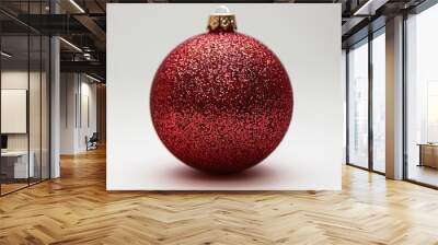 A shiny red Christmas ornament with glitter, perfect for festive and elegant holiday decorations. Wall mural