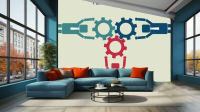 Teamwork concept. Integration and partnership concept with connection of gear. Vector illustration. Wall mural