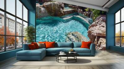 A pool surrounded by beautiful rock formations. Wall mural