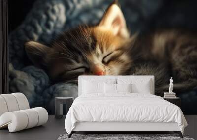 Cute, adorable newborn kitten Wall mural