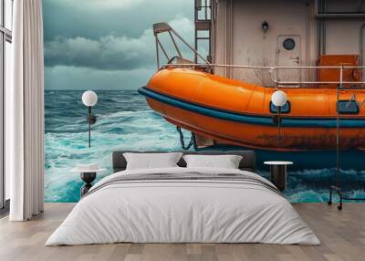 Lifeboat positioned on the port side of the ship Wall mural