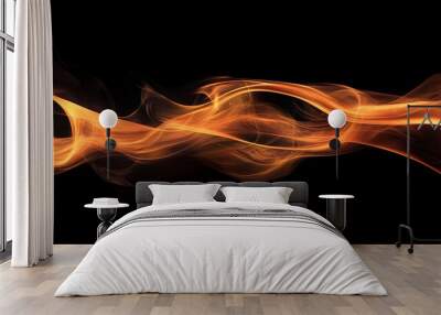 The movement of fire flames dances gracefully against a black background, creating an abstract composition of glowing orange, red, and yellow hues. Wall mural