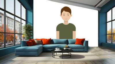 Image of the head and torso of a young man in a flat style. Vector illustration Wall mural