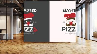 Master Pizza Logo and Label for Design Menu Restaurant or Cafe Vector Illustration 03 Wall mural