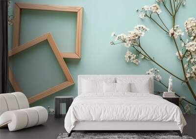 Two Wooden Frames with Flowers Wall mural