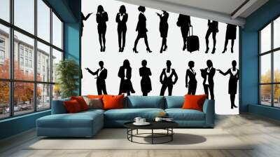 Businesswoman Silhouette Vector Illustration, this vector illustration features the silhouette of a successful and confident business woman Wall mural