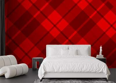 Vector Illustration Red Plaid pattern, Geometrical stripe, line art,  Wall mural