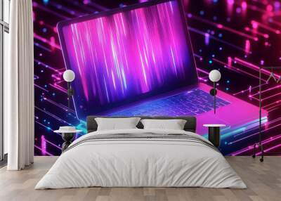 laptop in abstract technology background illustration Wall mural