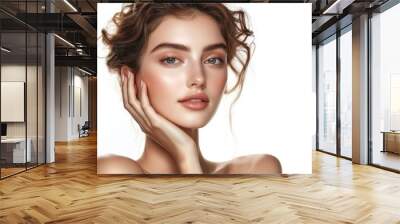 beautiful female face posing gracefully, portrait, skincare Wall mural