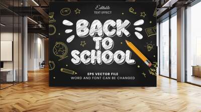 Back to school scribble chalk sketch editable vector text effect Wall mural