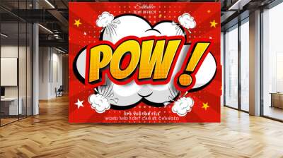 Comic style pow text style. Fun comic editable text effect Wall mural