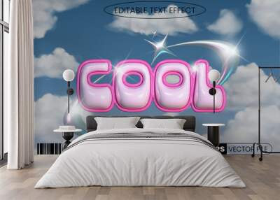 Cool retro y2k style 3d inflated 3ditable text effect Wall mural