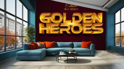 Golden heroes 3d gold vector text effect Wall mural