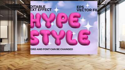 Hype style pink inflated 3d editable vector text effect Wall mural