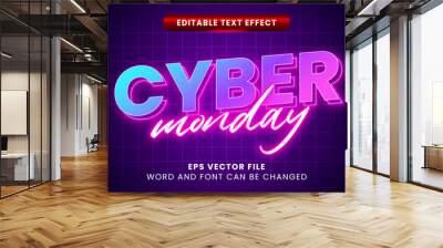 Neon cyber monday vector text effect Wall mural