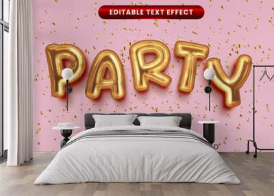 Party 3d foil balloon editable vector text effect Wall mural