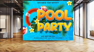 Pool party summer holiday 3d editable vector text effect Wall mural