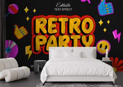 Retro party colorful crumpled paper texture editable vector text effect Wall mural